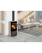 Plieninė krosnelė Romotop Ovalis G 04, smėlio akmens apdaila