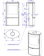 Plieninė krosnelė Romotop Ovalis G 04, smėlio akmens apdaila