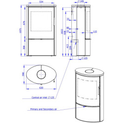 Plieninė krosnelė Romotop Ovalis G 04, smėlio akmens apdaila