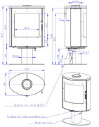 Plieninė krosnelė Romotop Ovalis T 04, smėlio akmens apdaila