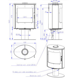 Plieninė krosnelė Romotop Ovalis T 04, smėlio akmens apdaila