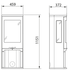 Plieninė krosnelė Nibe Contura 750A, juoda, su aliuminio apdaila