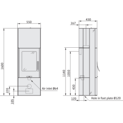 Plieninė krosnelė Nibe Contura 35T:1, pilka, 3 - 7 kW