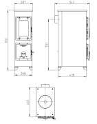 Plieninė krosnelė Thorma Flensburg, juoda, 7 kW