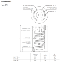 Netiesioginio šildymo vandens šildytuvas Kospel SWK-100.A