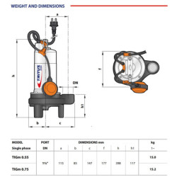 Fekalinis siurblys su smulkintuvu Pedrollo TRITUS Inox TIGm 0.75
