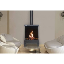 Dujinis židinys Akos Sharp, 9.5 kW, trijų pusių stiklu