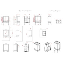 Dujinis židinys Akos Sharp, 9.5 kW, trijų pusių stiklu