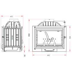 Ketinis židinio ugniakuras Invicta Philos 700, 10 kW