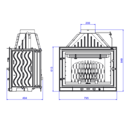 Ketinis židinio ugniakuras Invicta 800 PRIMO, 12 kW