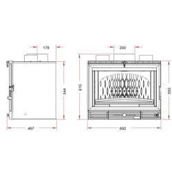 Ketinis židinio ugniakuras Invicta Grande Vision Turbo, 10 kW