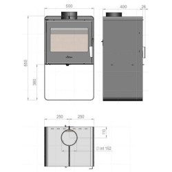 Plieninė krosnelė Invicta Boree, antracito spalvos, 7.5 kW