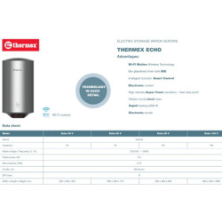 Elektrinis vandens šildytuvas Thermex ECHO 80 V Wi-Fi 2kW