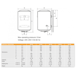 Elektrinis vandens šildytuvas Ferroli Calypso 80 VE, 80L