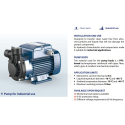 Periferinis siurblys Pedrollo PQm81-PPS 230V (PPS plastikinis korpusas, žalvarinis darbaratis)