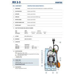 Drenažinis siurblys Pedrollo RXm 2/20 VORTEX-GM, su magnetine plūde