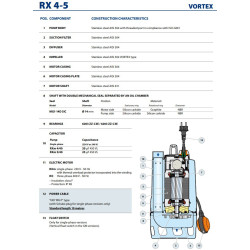 Drenažinis siurblys Pedrollo RXm 4/40 VORTEX-GM, su magnetine plūde