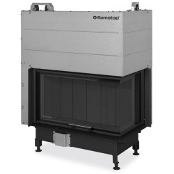 Plieninis židinio ugniakuras Romotop HR3LF26, 6-15.6 kW, juoda pakura