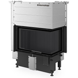 Plieninis židinio ugniakuras Romotop Impression R 3G L, kampinis, iki 16.1 kW, juoda pakura