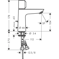 Praustuvo maišytuvas Hansgrohe Talis Select E 110, su vožtuvu