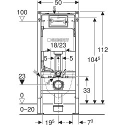 Rėmas unitazui Geberit Duofix Basic su Delta bakeliu, 112 cm, su laikikliais
