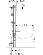 Rėmas unitazui Geberit Duofix Basic su Delta bakeliu, 112 cm, su laikikliais