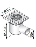 Dušo trapas Aco EG150, 150x150 mm, horizontalus, DN50