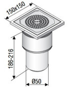 Dušo trapas Aco EG150, 150x150 mm, vertikalus, DN50