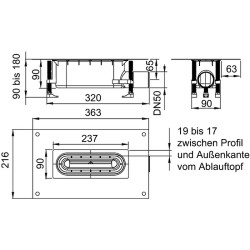 Trapas ACO ShowerDrain S+ latakui, H90-180 mm, DN50