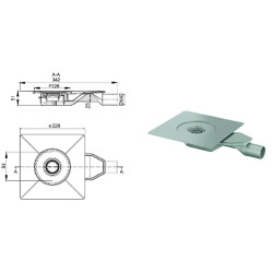 Trapo apatinė dalis Aco MG su sifonu, horizontali, DN40, H-51 mm