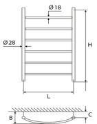 Rankšluosčių džiovintuvas Elonika EV650KL, 655x500 mm, varinis, chromuotas