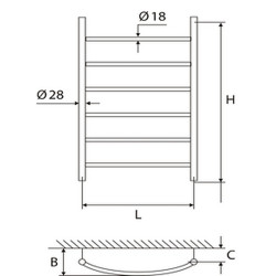Rankšluosčių džiovintuvas Elonika EV650KL, 655x500 mm, varinis, chromuotas