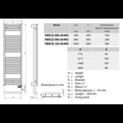 Elektrinis rankšluosčių džiovintuvas Zehnder Aura 906x500, 200 W, programuojamas, chromas
