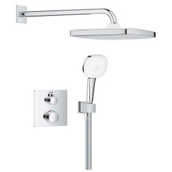 Potinkinė termostatinė dušo sistema Grohe Grohtherm Cube 250, be potinkinės dalies, chromas