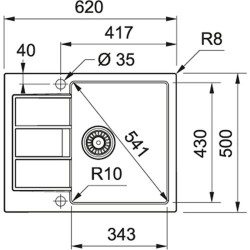 Tectonite plautuvė Franke Sirius S2D 611-62, pilkos spalvos