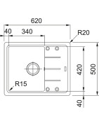 Granitinė plautuvė Franke Basis BFG 611-62, su ekscentriniu ventiliu, onikso juoda