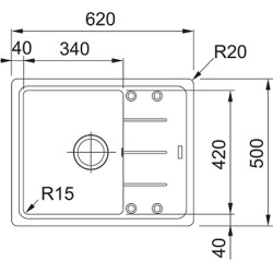 Granitinė plautuvė Franke Basis BFG 611-62, su ekscentriniu ventiliu, onikso juoda