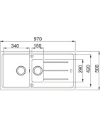 Granitinė plautuvė Franke Basis BFG 651, su ekscentriniu ventiliu, smėlio spalvos