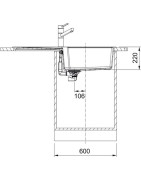 Granitinė plautuvė Franke Urban UBG 611-100, su ekscentriniu ventiliu, akmens pilka