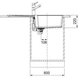Granitinė plautuvė Franke Urban UBG 611-100, su ekscentriniu ventiliu, akmens pilka