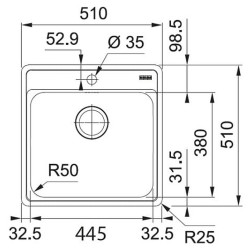 Nerūdijančio plieno plautuvė Franke Bell BCX 610-51, su užkemšamu ventiliu