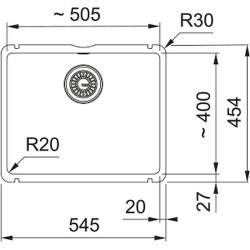 Keramikinė plautuvė Franke Kubus KXK 110-51, su užkemšamu ventiliu, montuojama po stalviršiu, balta