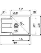 Tectonite plautuvė Franke Sirius S2D 611-78XL, su užkemšamu ventiliu, carbon juoda
