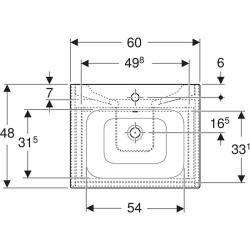 Spintelė su praustuvu Geberit Selnova Square 60 cm, balta matinė