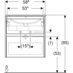 Spintelė su praustuvu Geberit Selnova Square 60 cm, balta matinė