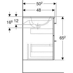 Spintelė su praustuvu Geberit Selnova Square 60 cm, lava