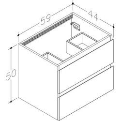 Spintelė su praustuvu Kamė Eko Loft 60 cm, balta blizgi