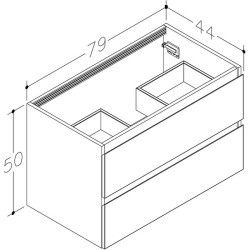 Spintelė su praustuvu Kamė Eko Loft 80 cm, balta blizgi