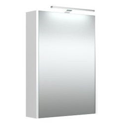 Veidrodinė spintelė Kamė 50 cm su LED apšvietimu, balta blizgi