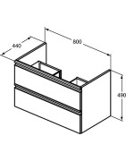 Spintelė praustuvui Ideal Standard Tesi 80 cm, 2 stalčiai, juoda matinė